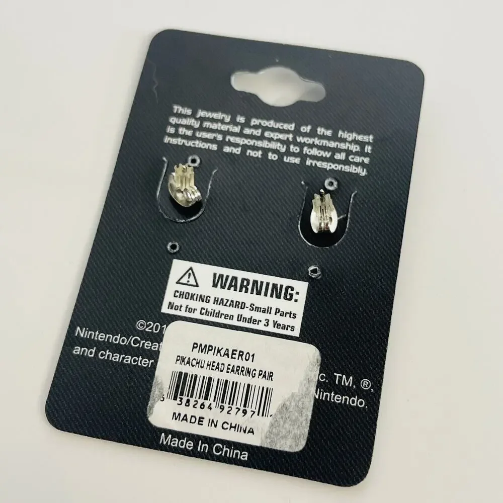1 Pair Pokemon Pikachu Stud Cute Earrings‎ Stainless Steel Yellow